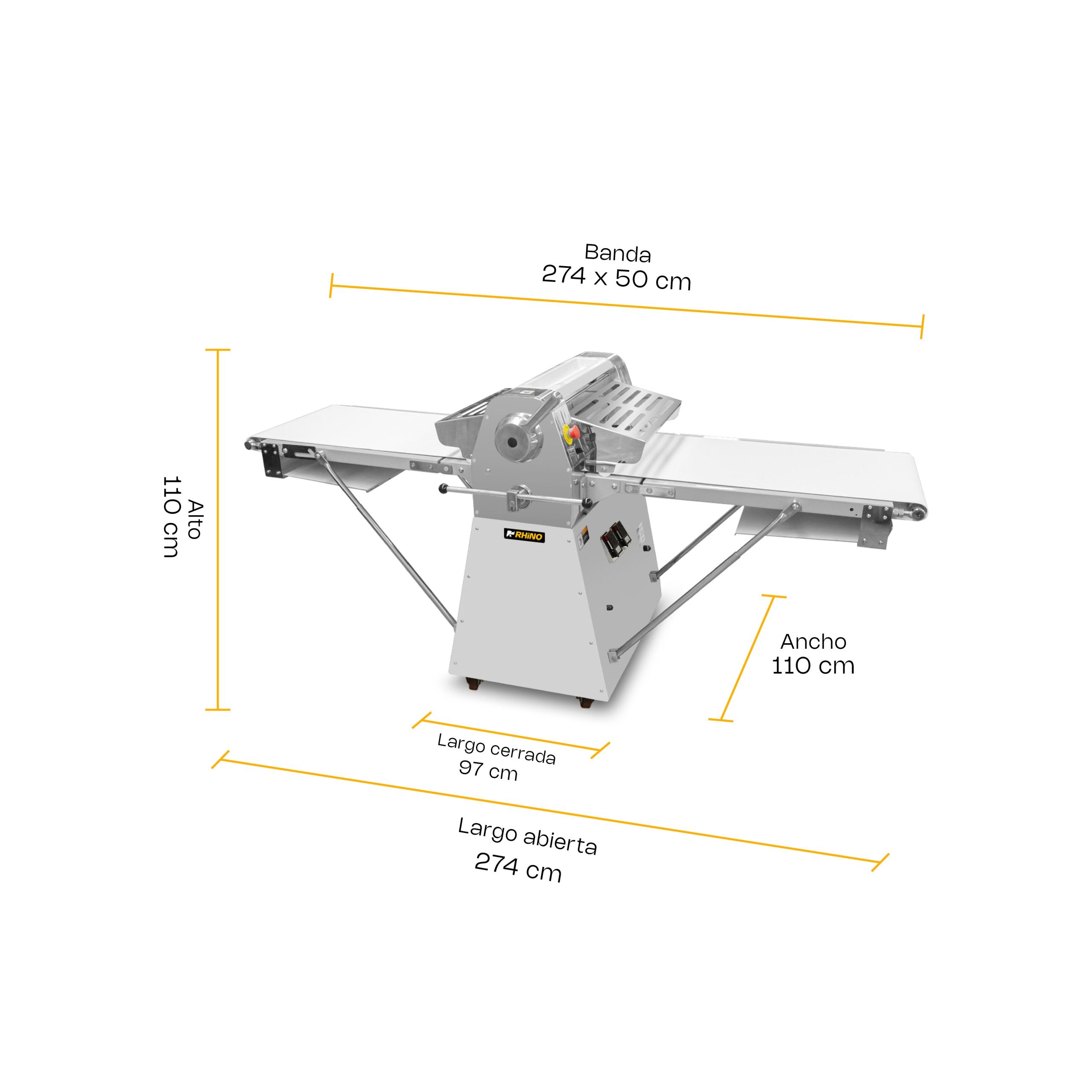 Laminadora de Masa de Piso Bandas Reversibles Rhino LAMBA-274P