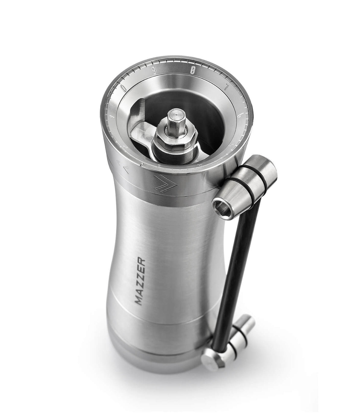 Molino manual con muelas cónicas de 47 mm, ajuste externo de 33 micras y True Zero para uso doméstico y móvil Mazzer OMEGA