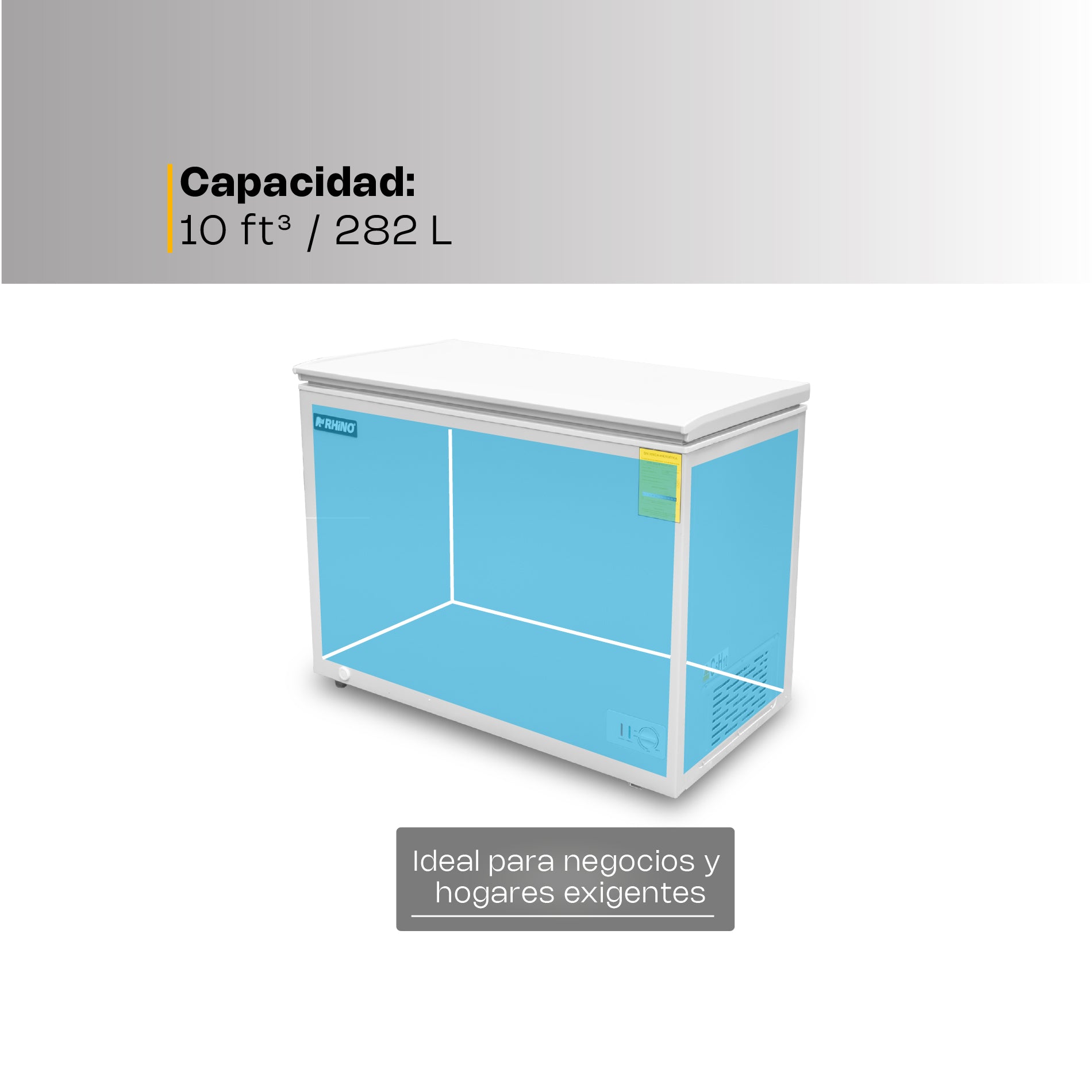 Congelador Horizontal Comercial Dual de 10 ft³ con Sistema de 4 Paredes Rhino CONGECO-10