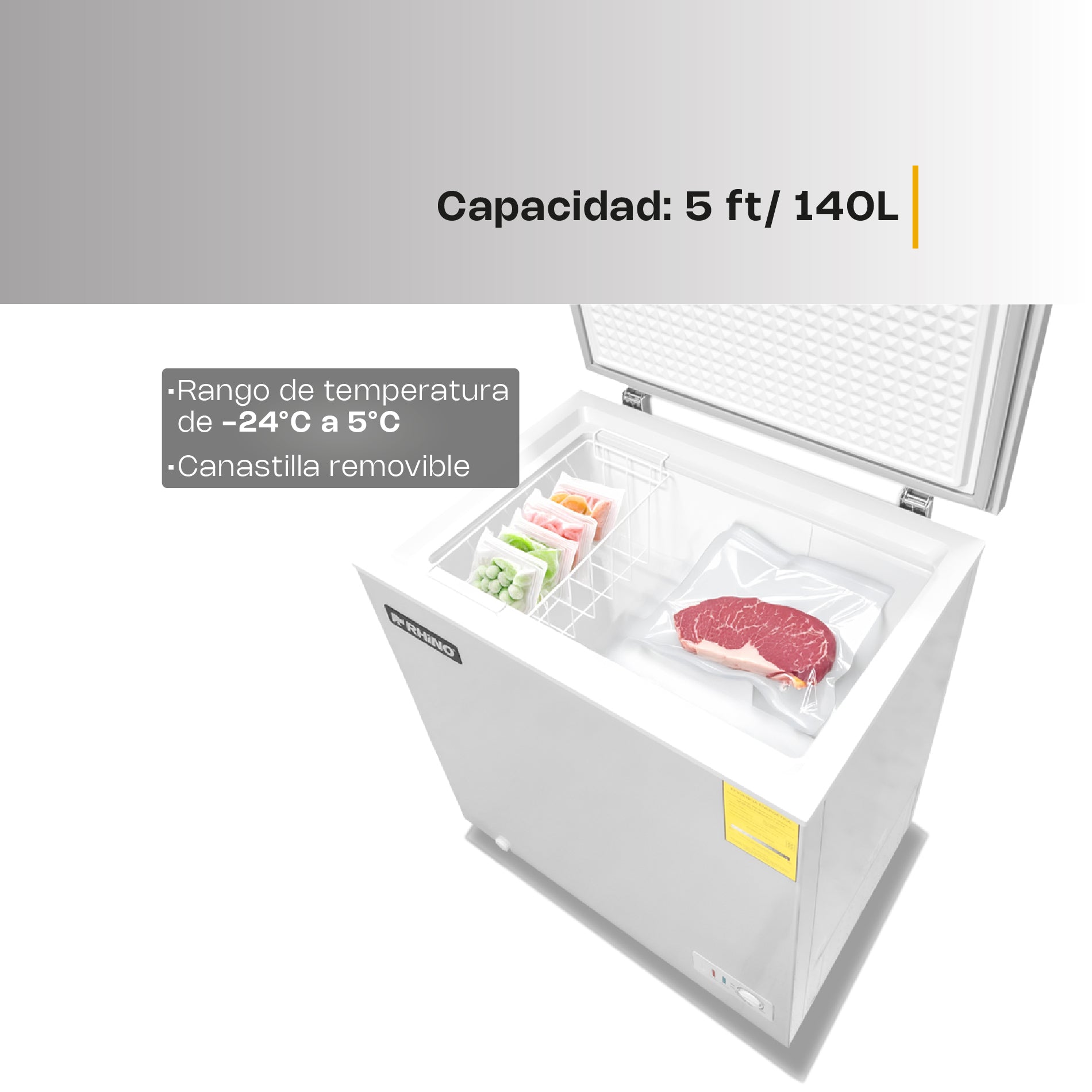 Congelador Horizontal 5 Pies Rhino CONGECO-5