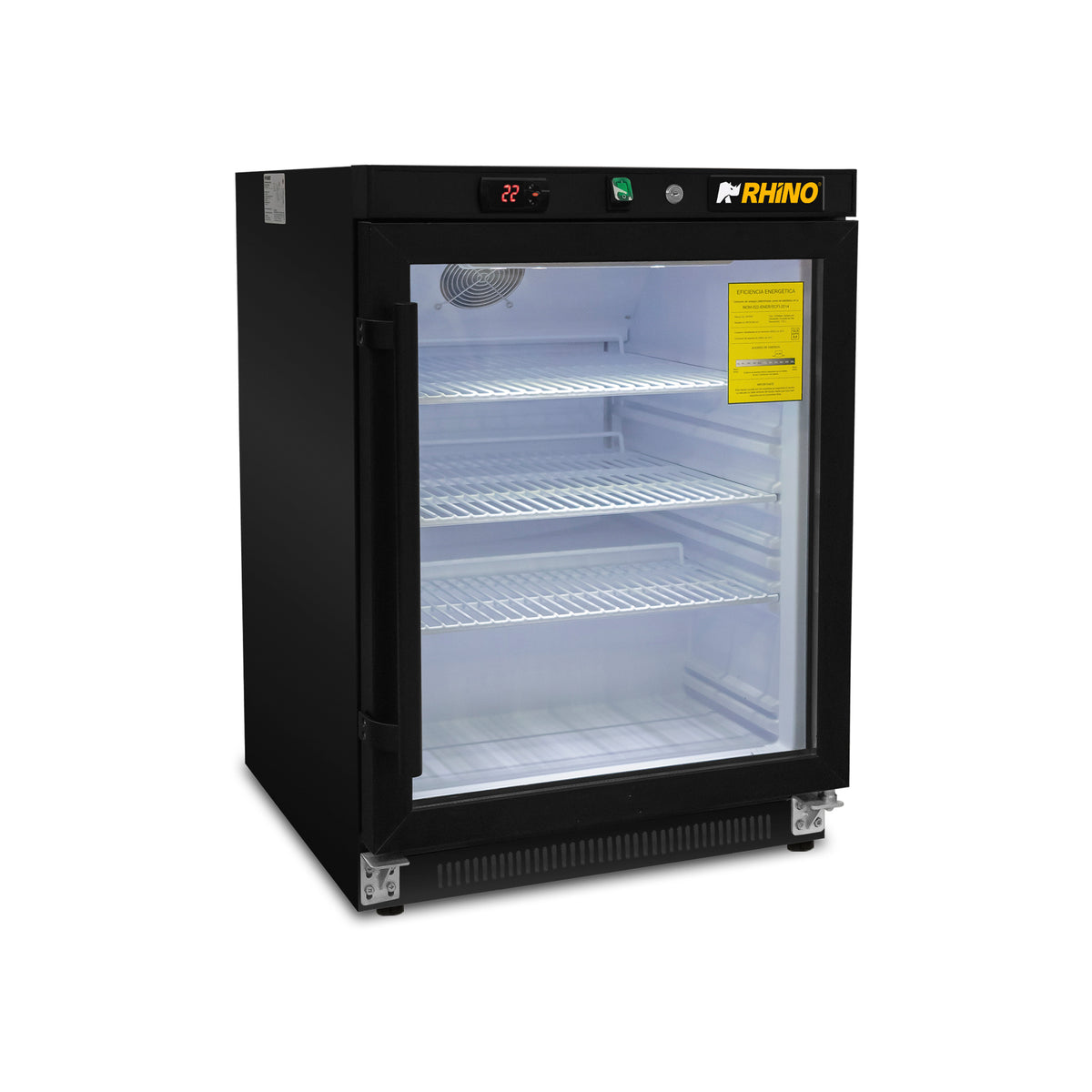 Refrigerador de 4 pies con puerta de cristal RHINO REVEAB-4C