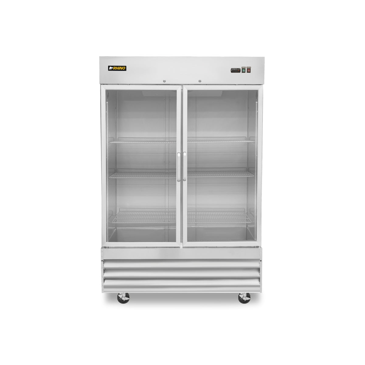 Refrigerador Vertical de Acero Inoxidable con Puertas de Cristal Rhino REVECRI-47