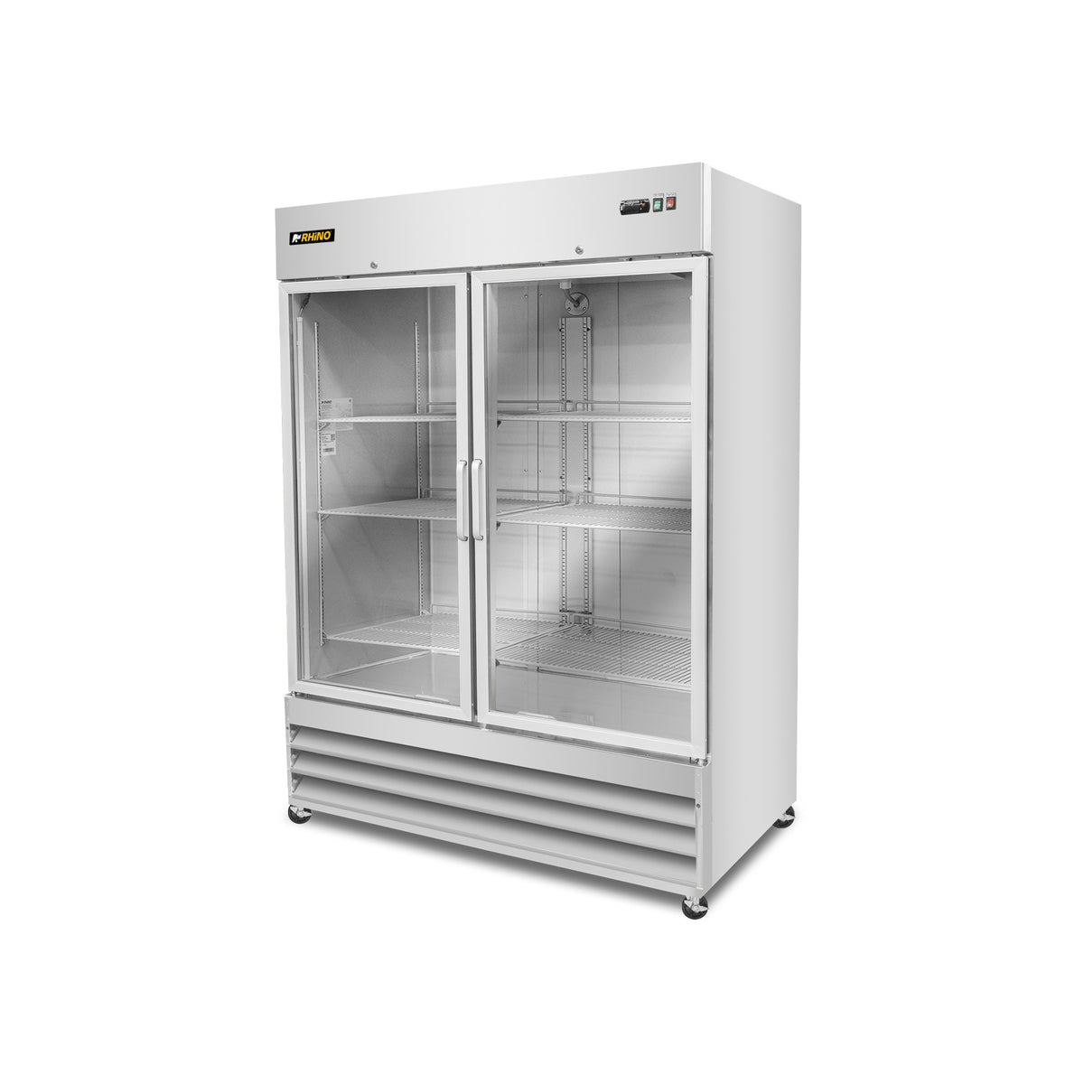 Refrigerador Vertical de Acero Inoxidable con Puertas de Cristal Rhino REVECRI-47