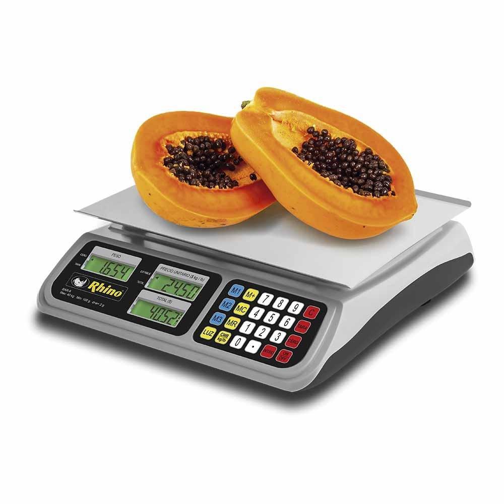 Báscula De Mostrador Rhino Bar-8 Dgital Recagable Carnicería Abarrotes 40 Kg