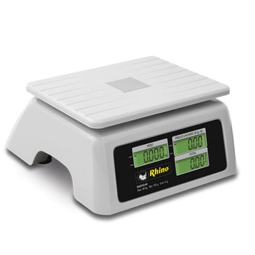 Báscula De Mostrador Rhino Barag-40 Digital Contra Agua Abarrotes Recargable 40 Kg