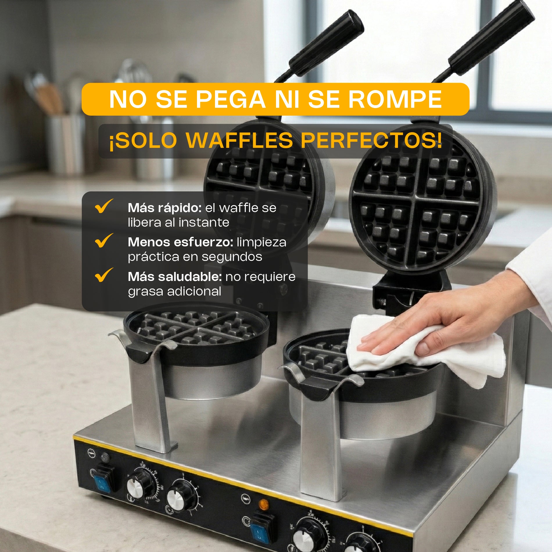 Waflera Belga Giratoria Doble 1,850 W RHINO WABE-2400