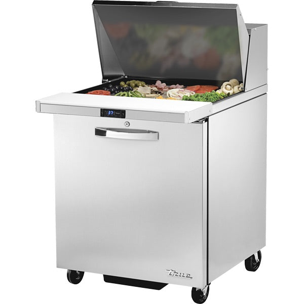Mesa refrigerada con puerta sólida Mega-Top con refrigerante de hidrocarburo True TSSU-27-12M-B-HC~SPEC3