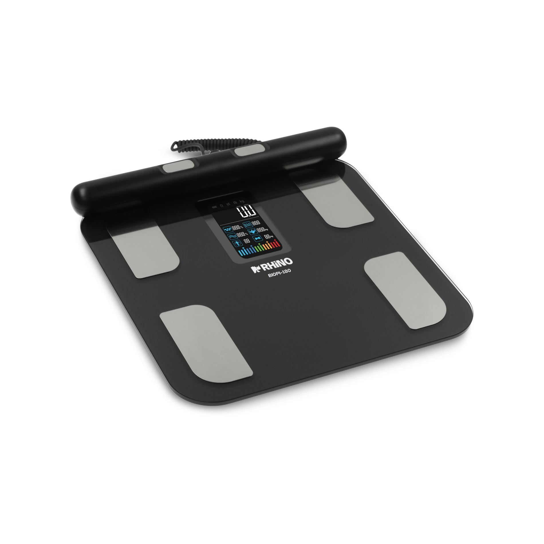Báscula Inteligente de Pesaje Corporal de 180 kg con 8 Electrodos y Bluetooth Rhino BIOPI-180