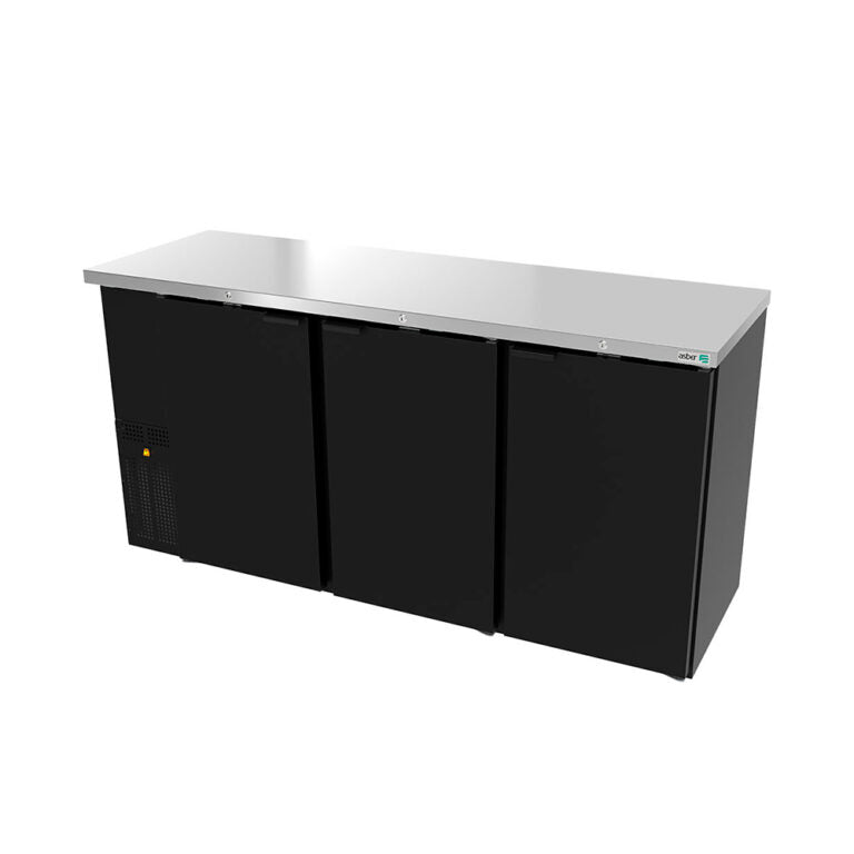 Refrigerador contra barra vinil negro slim line 3 puertas sólidas marca Asber modelo ABBC-24-72 HC freeshipping - Innova FoodService