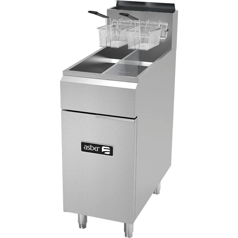 Freidora industrial 2 tinas 4 quemadores marca Asber modelo AEF-2525-S freeshipping - Innova FoodService