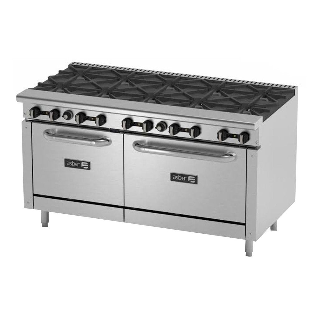 Estufa industrial con 10 quemadores y 2 hornos marca Asber modelo AER-2-B10-60 freeshipping - Innova FoodService