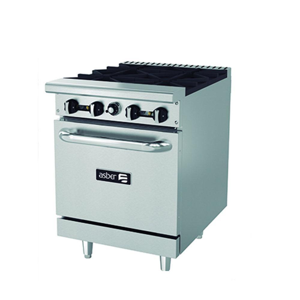 Estufa industrial a gas con 4 quemadores y horno marca Asber modelo AER-4-24 freeshipping - Innova FoodService