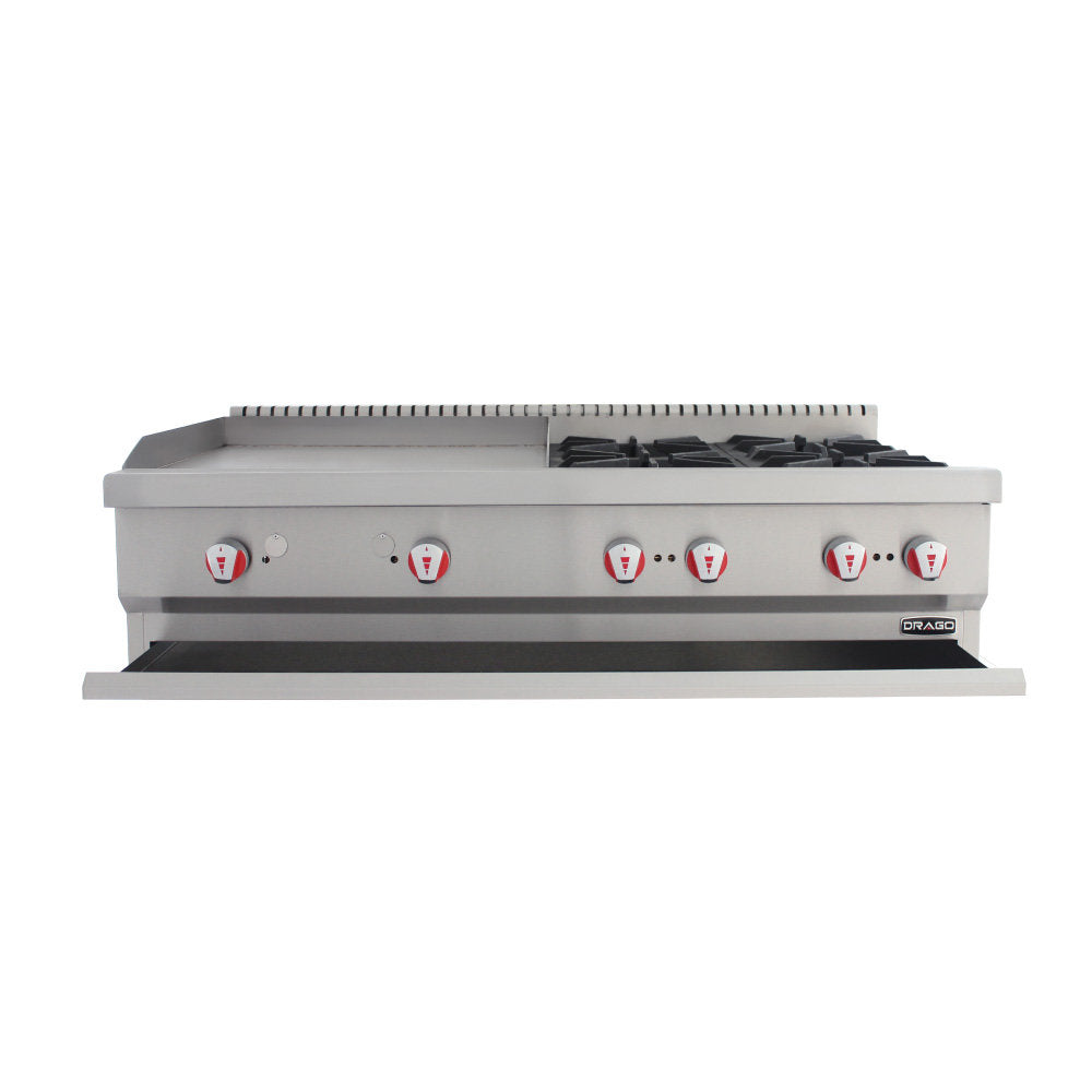 Parrilla de 4 quemadores y plancha de 2'. Marca Drago Modelo CG-40PD freeshipping - Innova FoodService