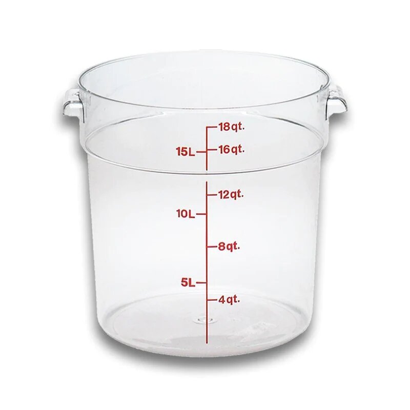 Caledonia-Utensilios-Para-Restaurante-Y-Bar
-Repore-18-Recipiente-De-Policarbonato-Gradaduado-Redondo-18-Qt.-6-Pack-