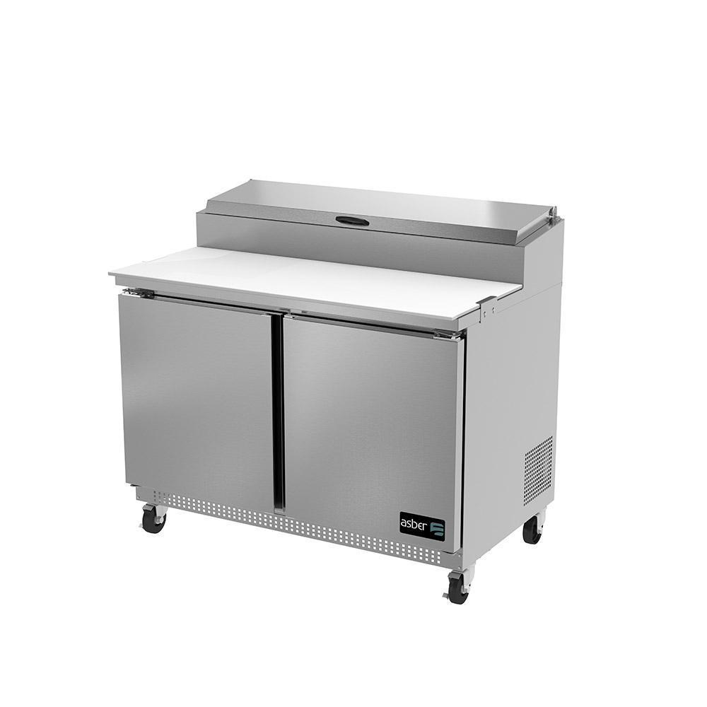 Mesa preparación de pizzas, 2 puertas sólidas 11.8 pies cúbicos marca Asber modelo APTP-48 HC freeshipping - Innova FoodService