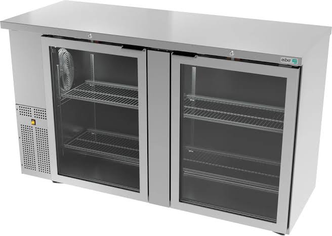 Refrigerador Contrabarra de 2 Puertas de Cristal Deslizantes Acero Inoxidable para Bar ASBER ABBC-24-60-SG-SD-HC