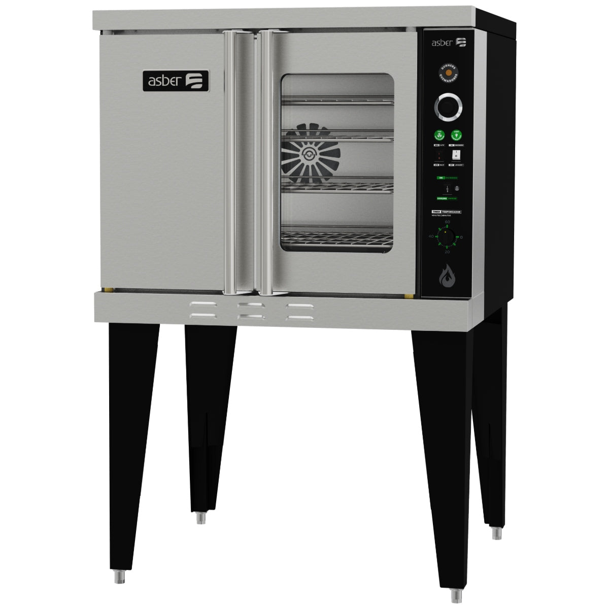 Horno Convector a Gas Industrial 5 Parrillas en Acero Inoxidable ASBER AECO-1-E-LPG