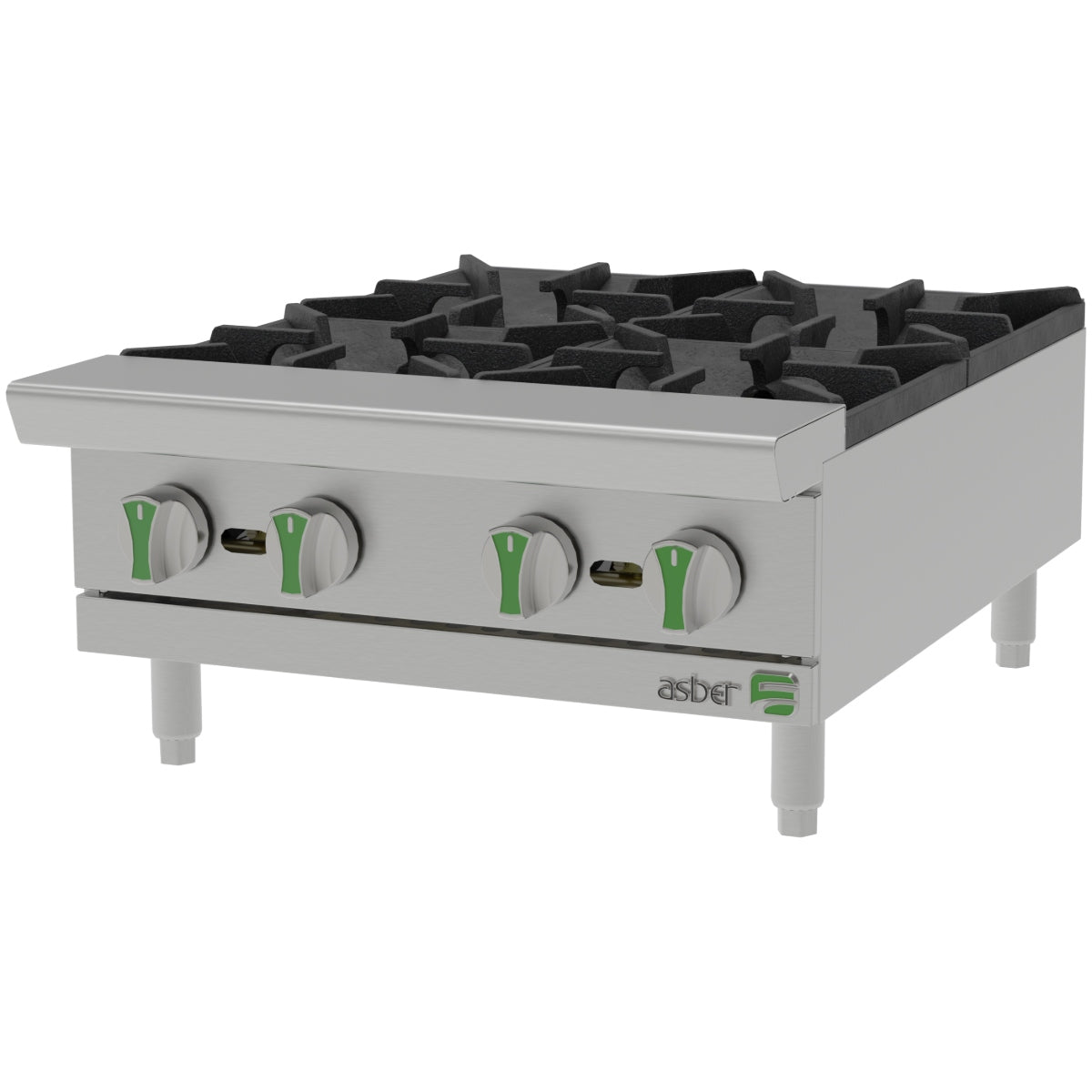 Parrilla a gas de 4 quemadores 120000 BTU para cocinas comerciales ASBER AEHP-4-24-EM