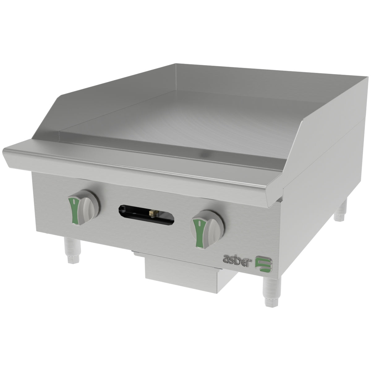 Plancha a gas de 24" con placa cold-rolled de 1" y 60000 BTU para cocinas comerciales ASBER AEMG-24-EM