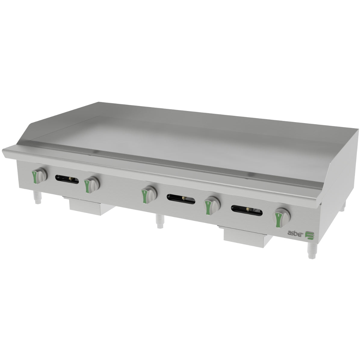 Planchas manuales a gas de 60 pulgadas con placa cold-rolled y 150000 BTU ASBER AEMG-60-EM