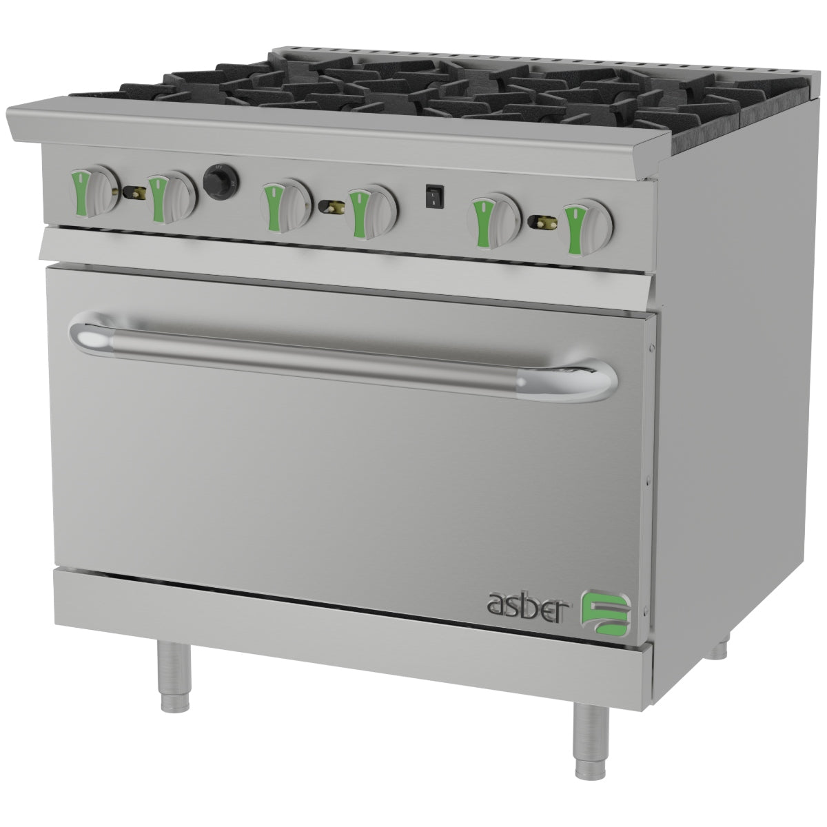 Estufa a gas con horno convector 36 pulgadas para cocina profesional ASBER AER-6-36-C-EM
