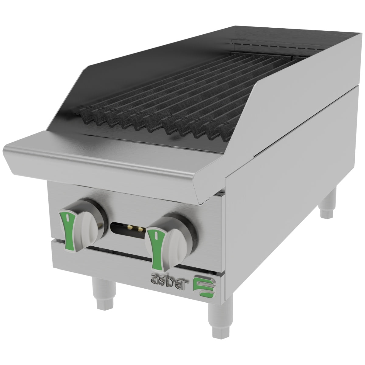 Asador radiante a gas de 2 quemadores para cocina comercial compacto y de alta potencia ASBER AERB-12-EM