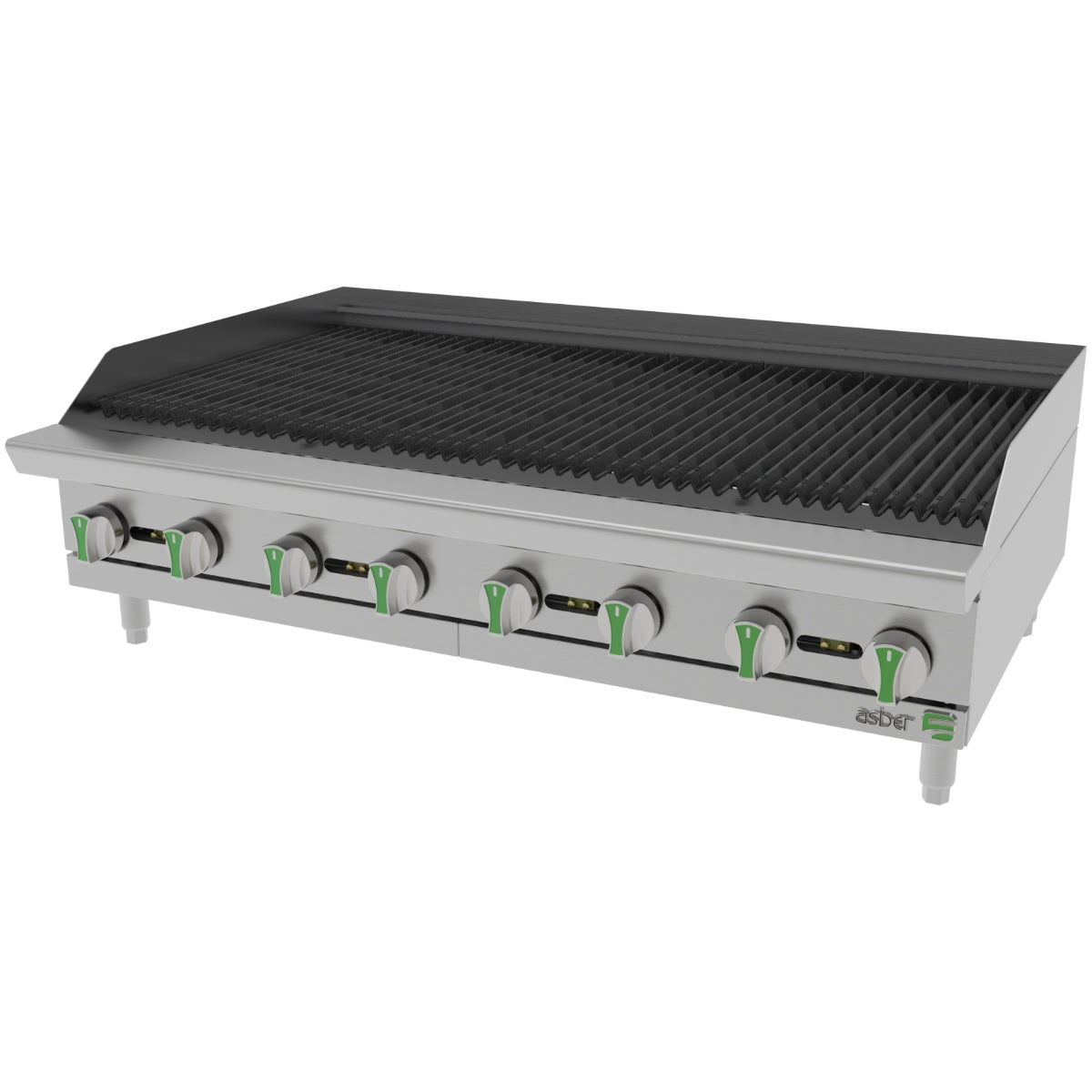 Asador radiante a gas de 60" con parrillas reversibles y quemadores de 20000 BTU ASBER AERB-60-EM