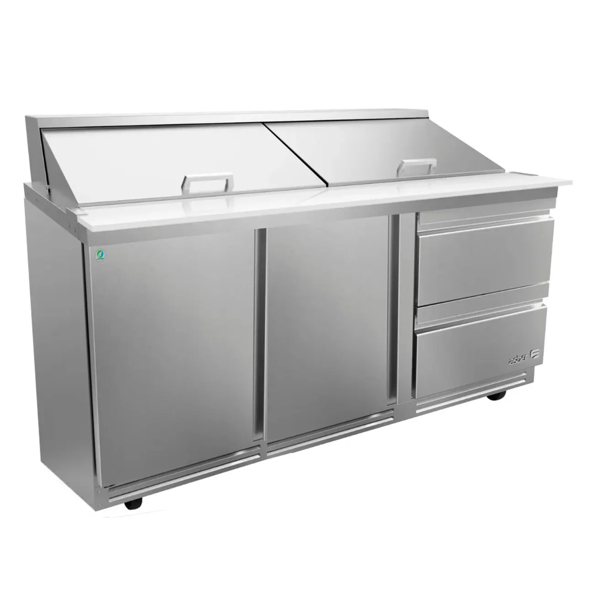 Mesa Refrigerada de Preparación Mega-Top 72 con 2 Puertas y 2 Cajones para Pizzas – Acero Inoxidable R290 ASBER APTM-72-30-D2-P-HC