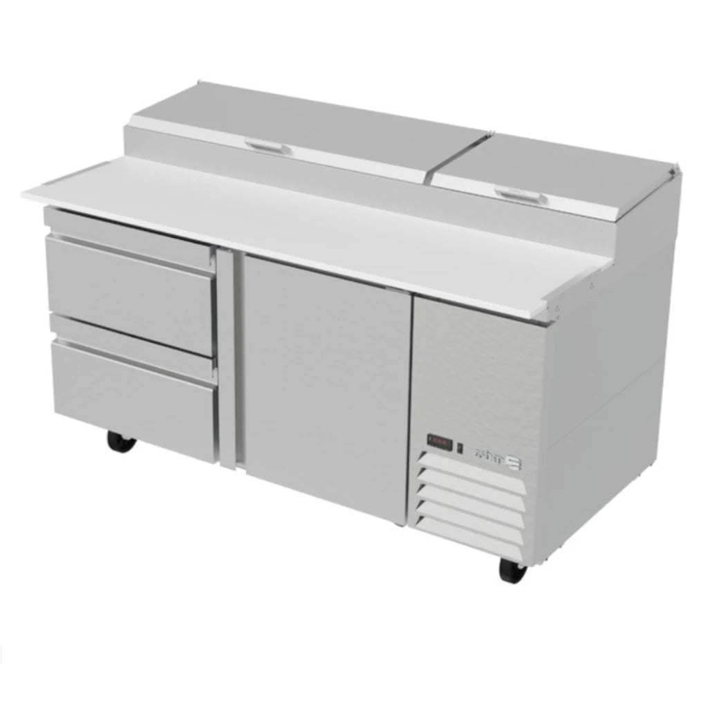 Mesa Refrigerada de Preparación para Pizzas 1 Puerta 2 Cajones 20.8 ft³ ASBER APTP-67-D2-P-HC
