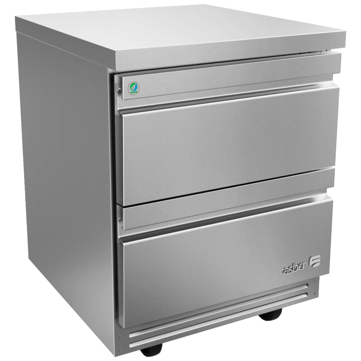 Mesa Fría Bajo Mostrador 2 Cajones en Acero Inoxidable ASBER AUTR-27-D2-P-HC