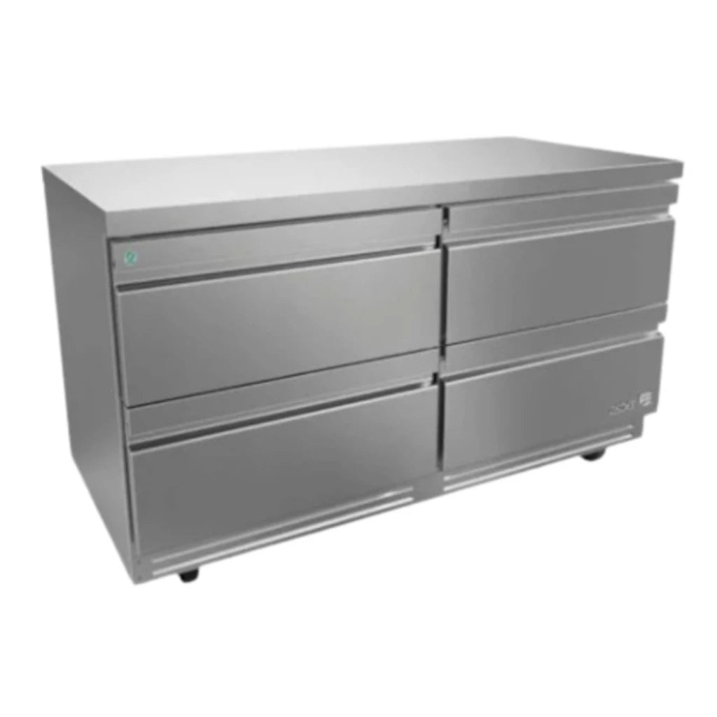 Mesa Fría Bajo Mostrador Refrigerada de 4 Cajones en Acero Inoxidable ASBER AUTR-48-D4-P-HC