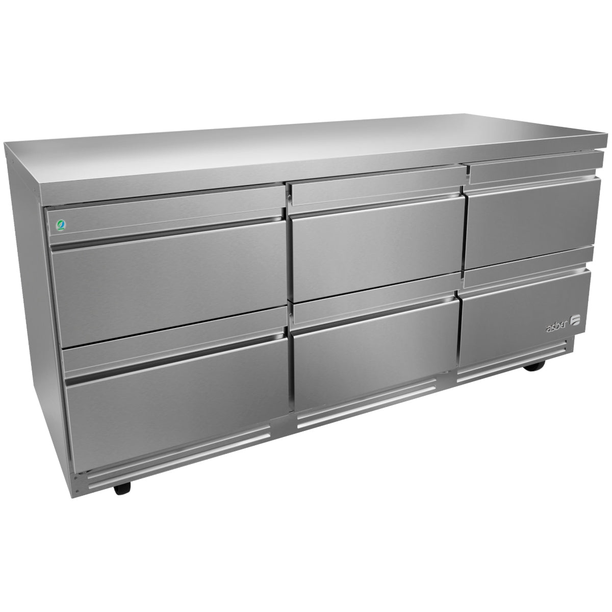 Mesa Fría Bajo Mostrador Refrigerada 6 Cajones 1846 mm - R290 ASBER AUTR-72-D6-P-HC