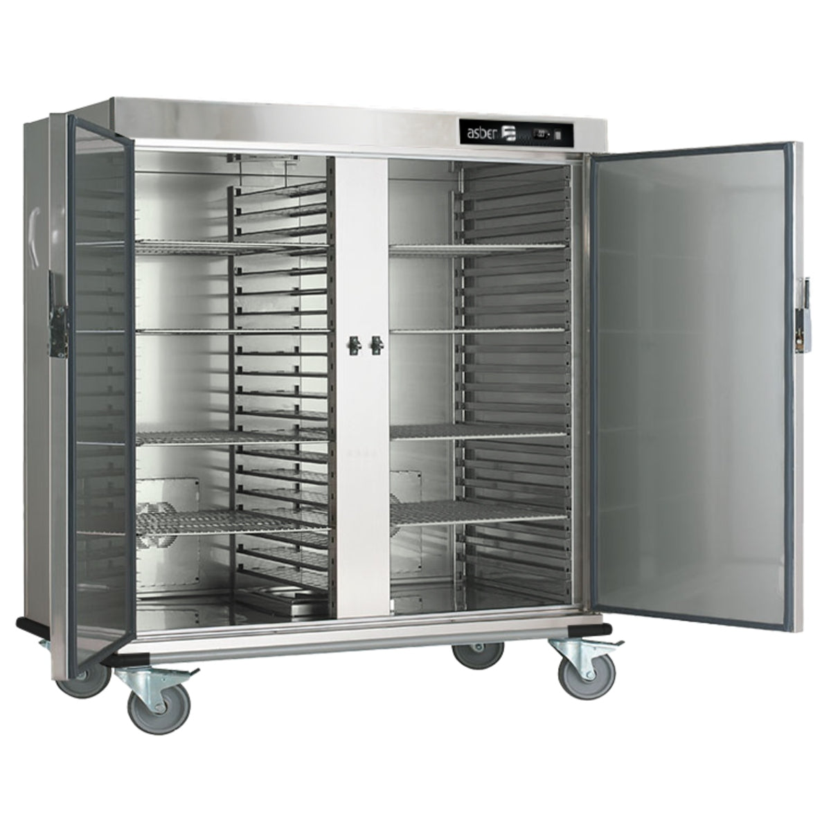 Carro Caliente Banquetero Eléctrico para 40 Guías GN 2/1 en Acero Inoxidable ASBER CCB-40