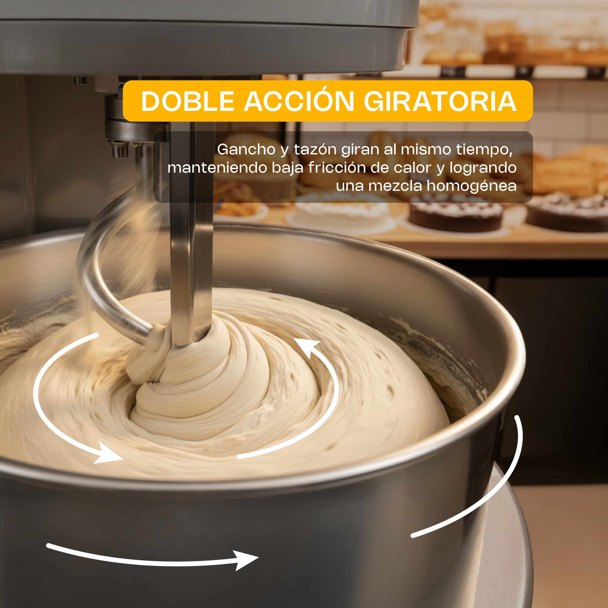 Amasadora de Espiral 30L / 13kg Harina Doble Acción 1,500W Monofásica Rhino AMASA-30