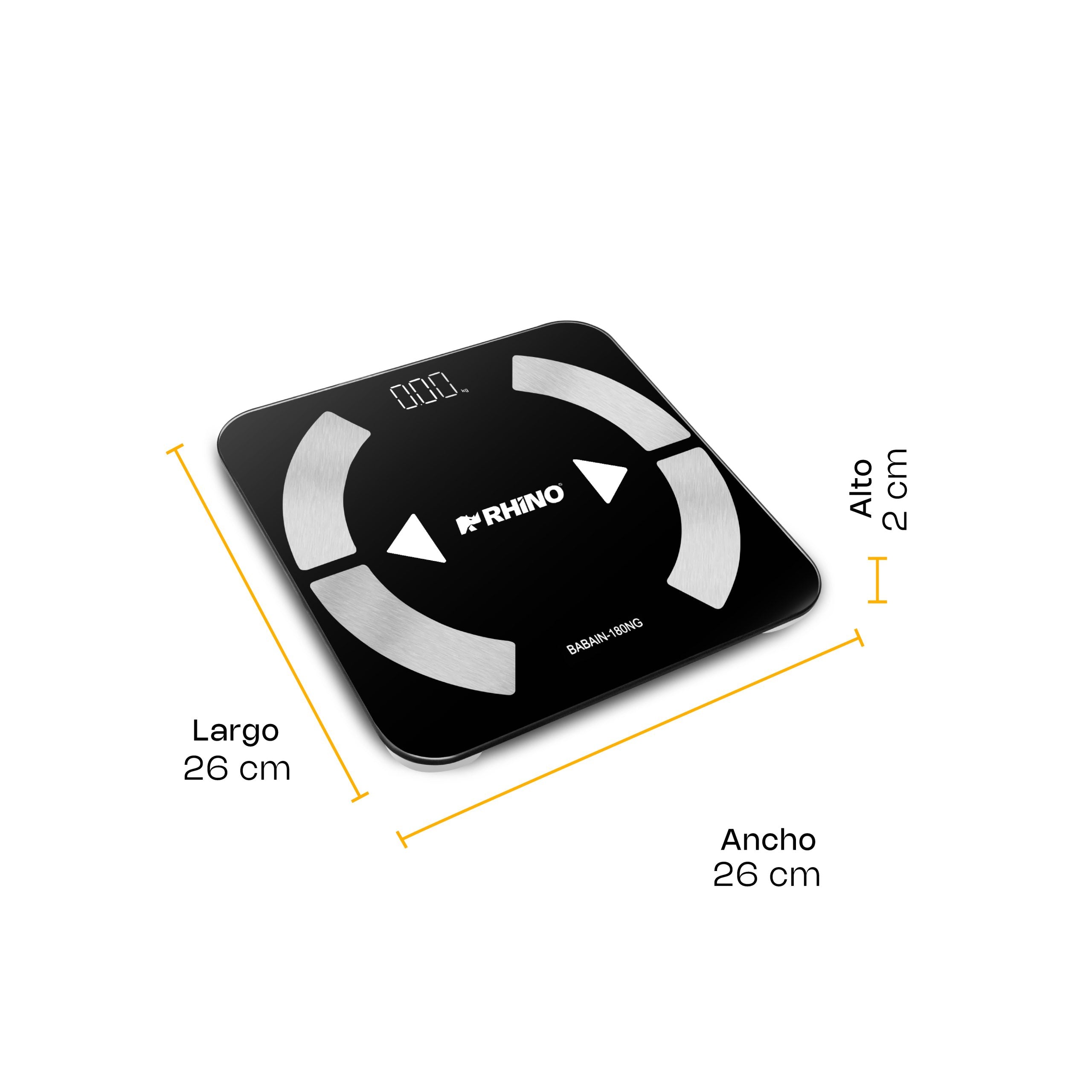 Báscula Inteligente para Peso Corporal de 180 kg con Bluetooth y Pantalla LED - Rhino BABAIN-180NG