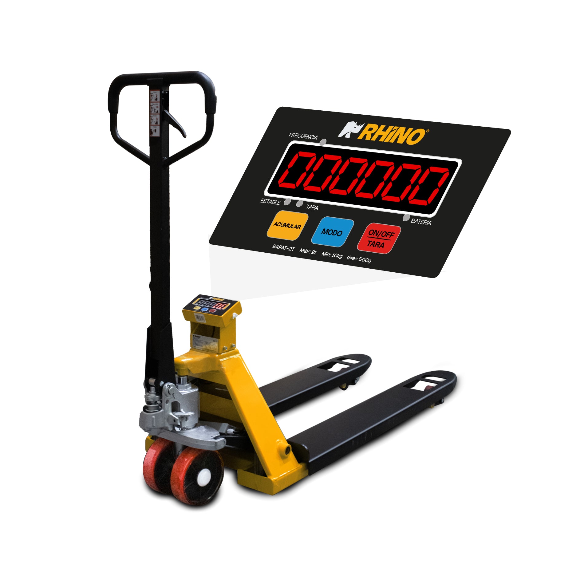Báscula de Patín Hidráulico de 2 Toneladas con Control Remoto y Ruedas de Poliuretano Rhino BAPAT-2T