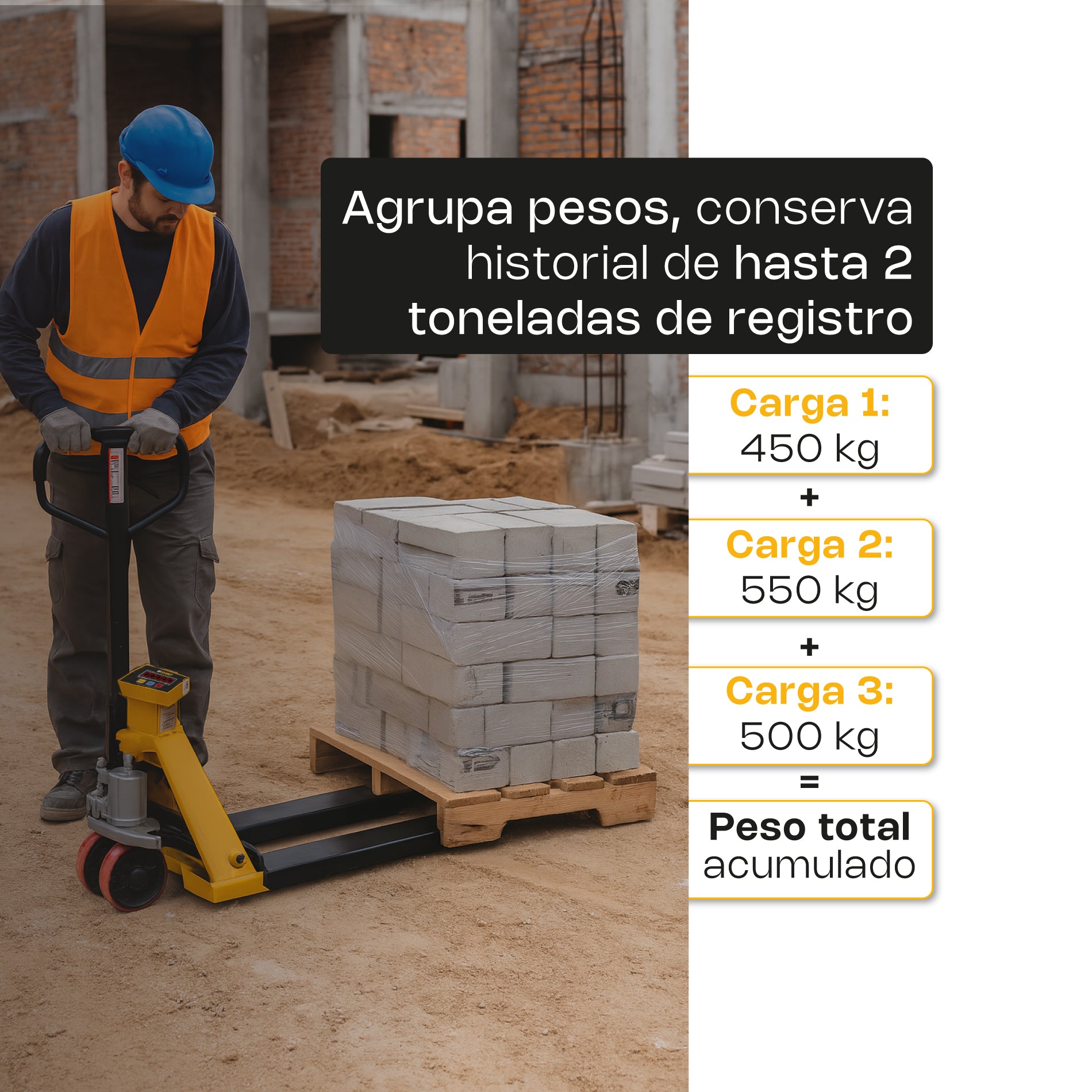 Báscula de Patín Hidráulico de 2 Toneladas con Control Remoto y Ruedas de Poliuretano Rhino BAPAT-2T