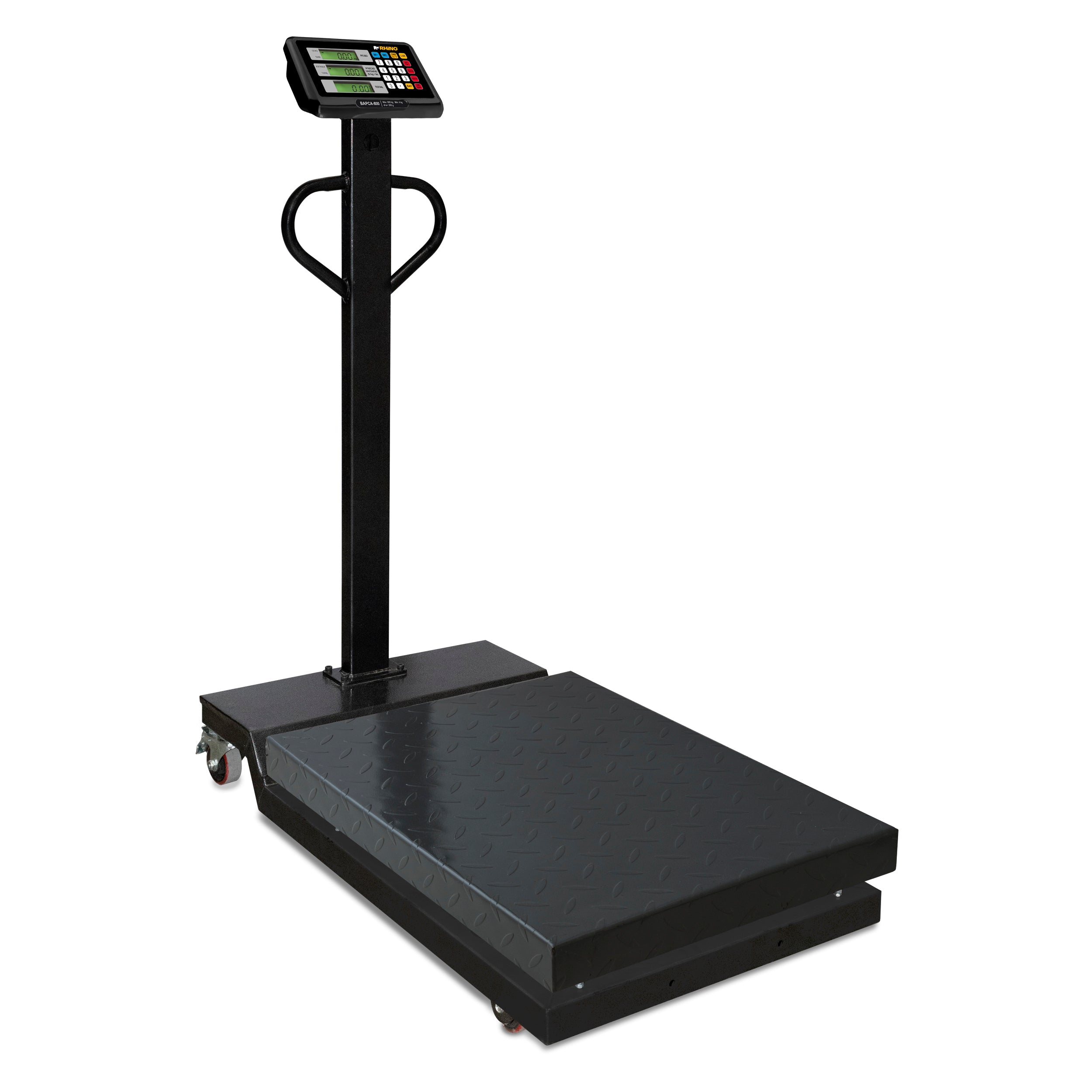 Báscula de Plataforma de 800 kg con Ruedas y Función de Cálculo de Cambio - Rhino BAPCA-800