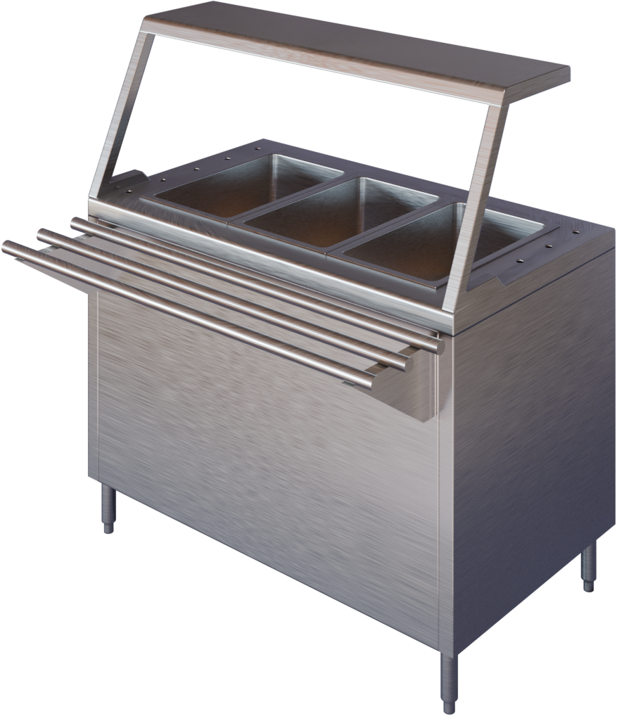 BAÑO MARIA TIPO GABINETE CON REPISA DESLIZADORA TUBULAR Y REPISA CUBRE ESTORNUDOS DE 2GN