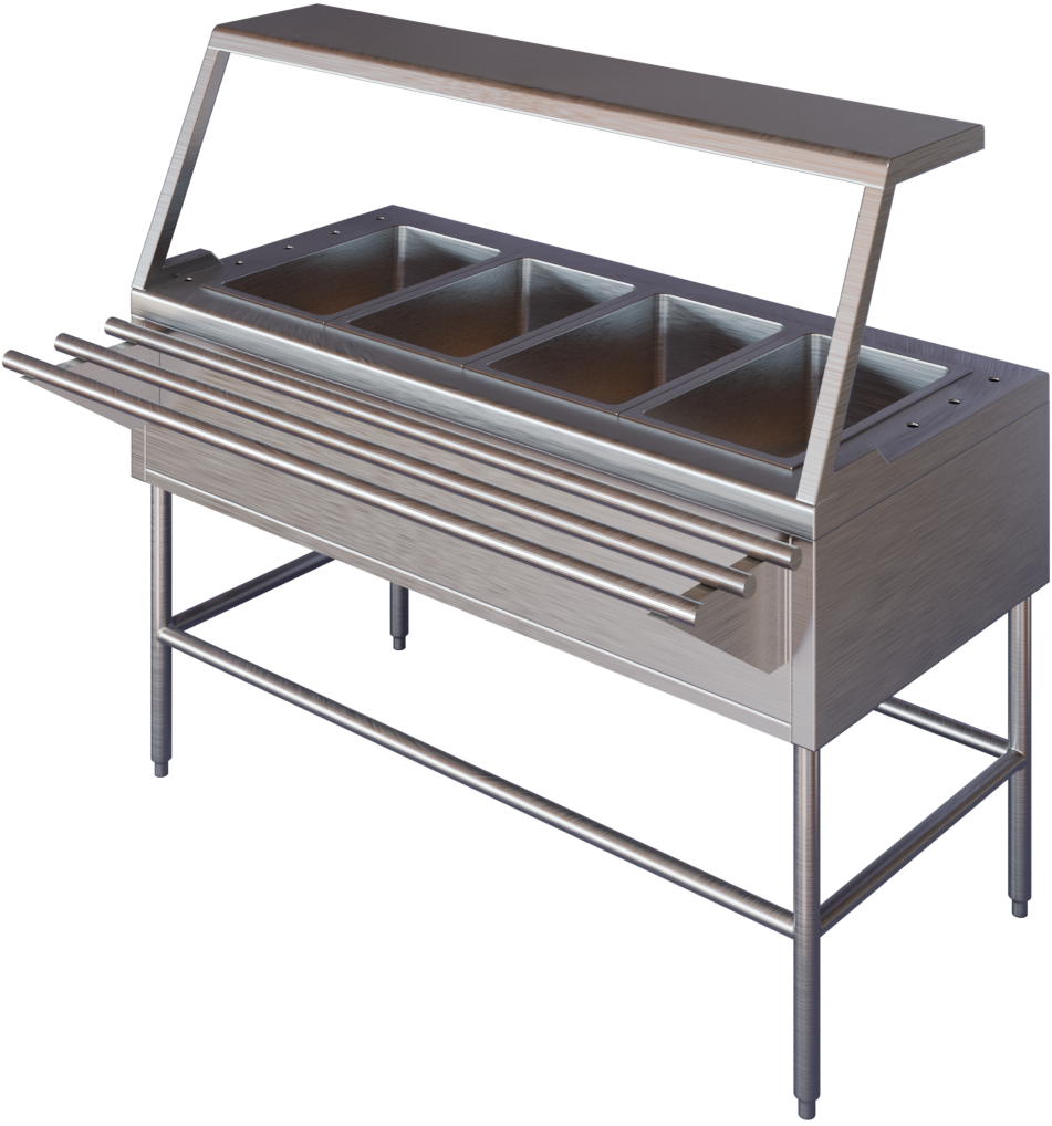 BAÑO MARIA TIPO SANITARIO CON REPISA DESLIZADORA TUBULAR Y REPISA CUBRE ESTORNUDOS DE 2GN