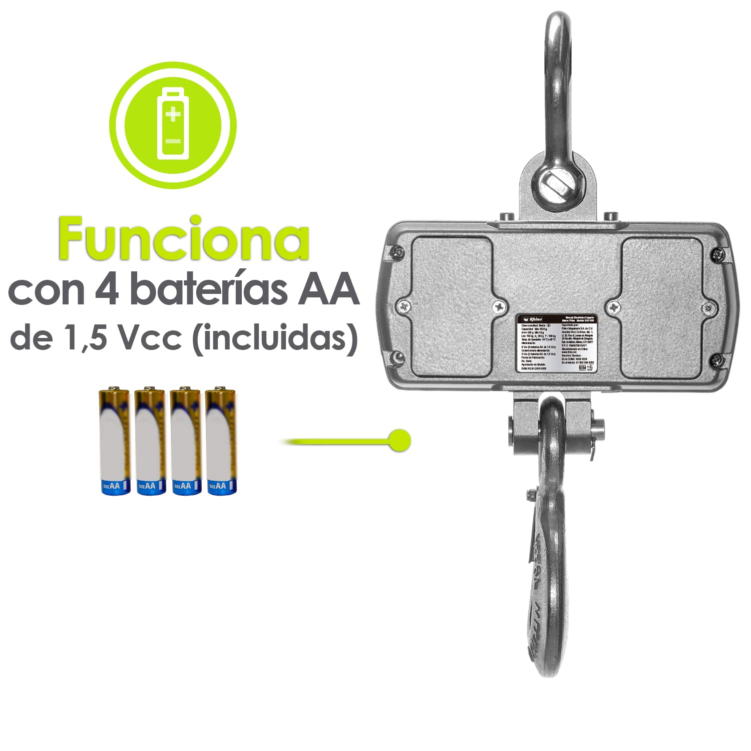 Bascula Electronica Colgante 500 kg Rhino BAC-500