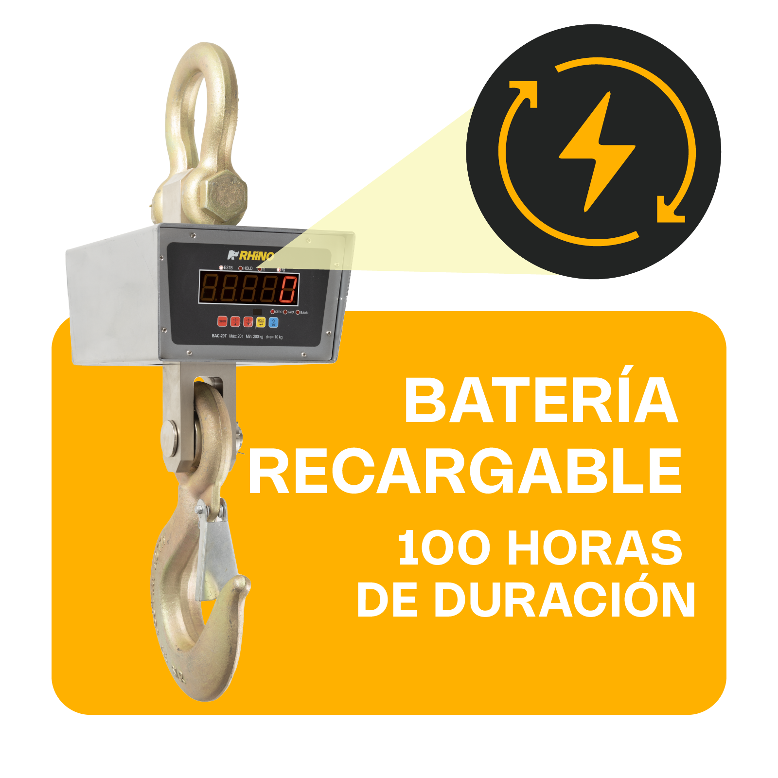 Báscula Electrónica Colgante 20 Toneladas Rhino BAC-20T