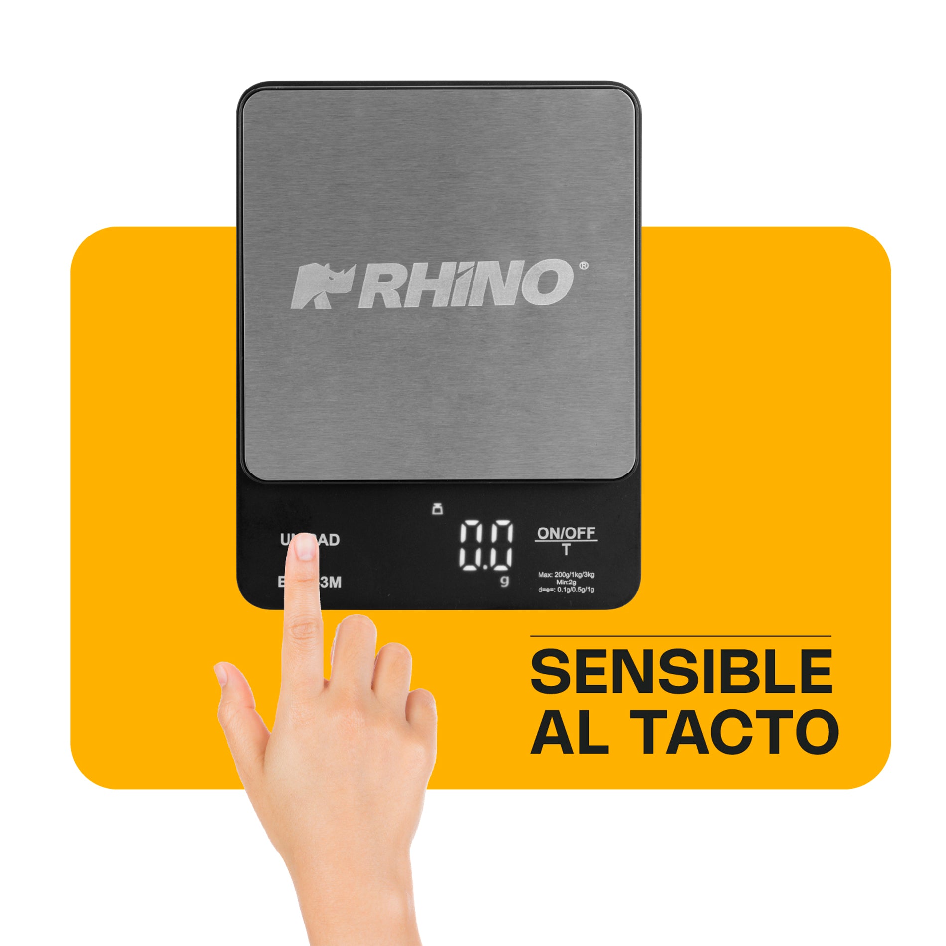 Báscula Digital de Precisión de 0.1 g con Capacidad de 3 kg Rhino - BACI-3M