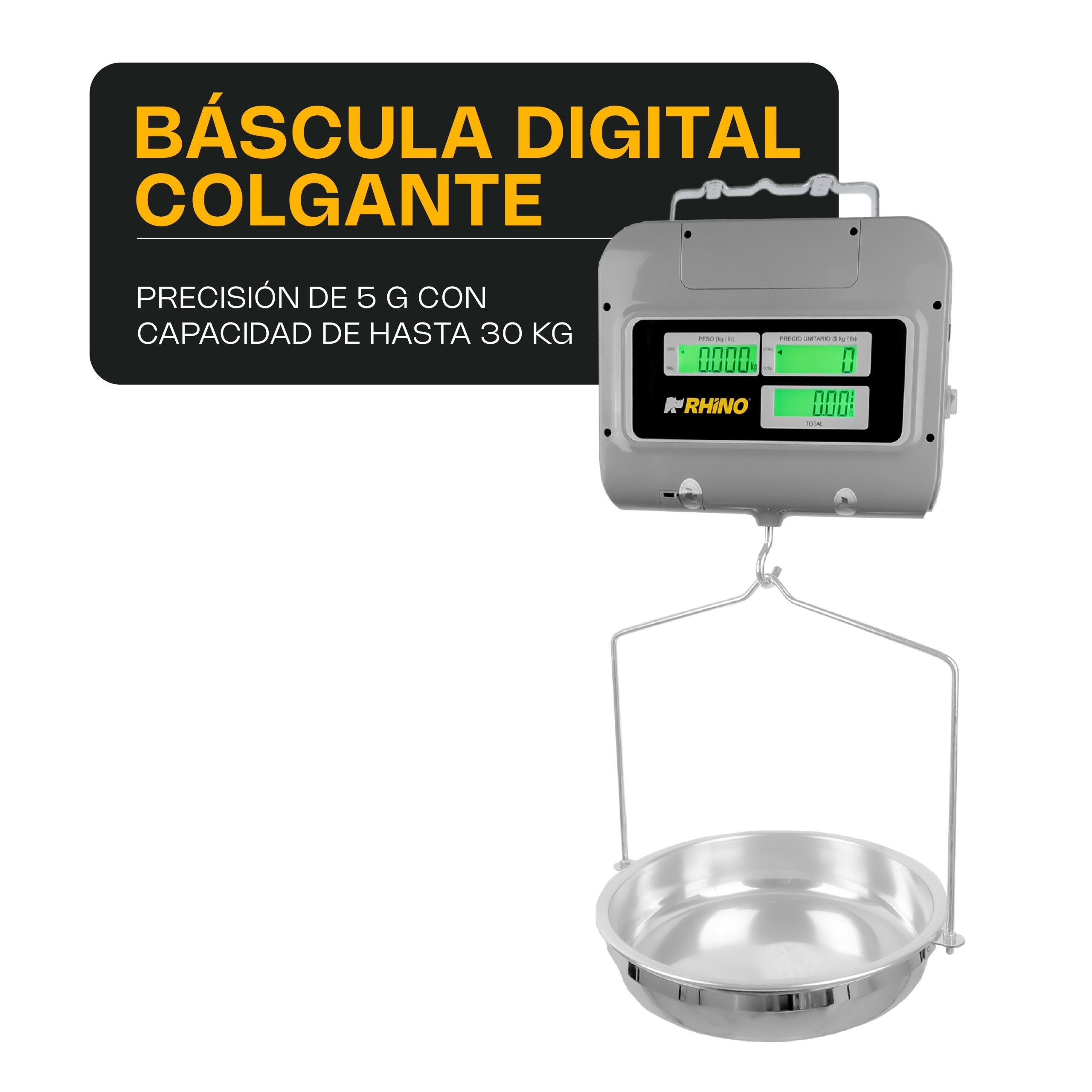 Báscula Colgante Multifunciones 30 kg / 5 g Rhino BACMU-30