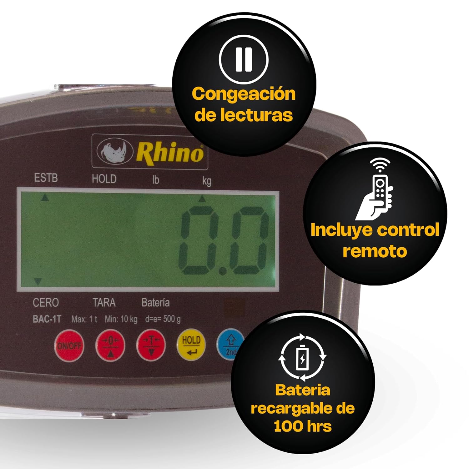 Báscula Electrónica Colgante 1 Tonelada Rhino BAC-1T