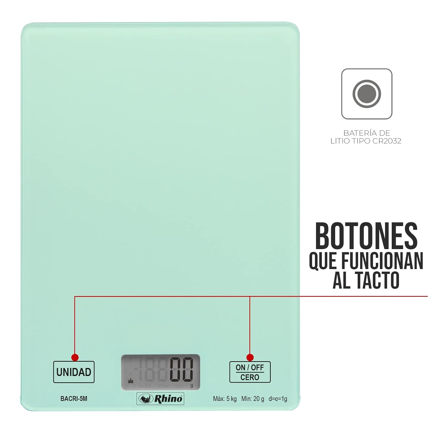 Balanza Electrónica Doméstica 5 kg / 1 g Rhino BACRI-5M