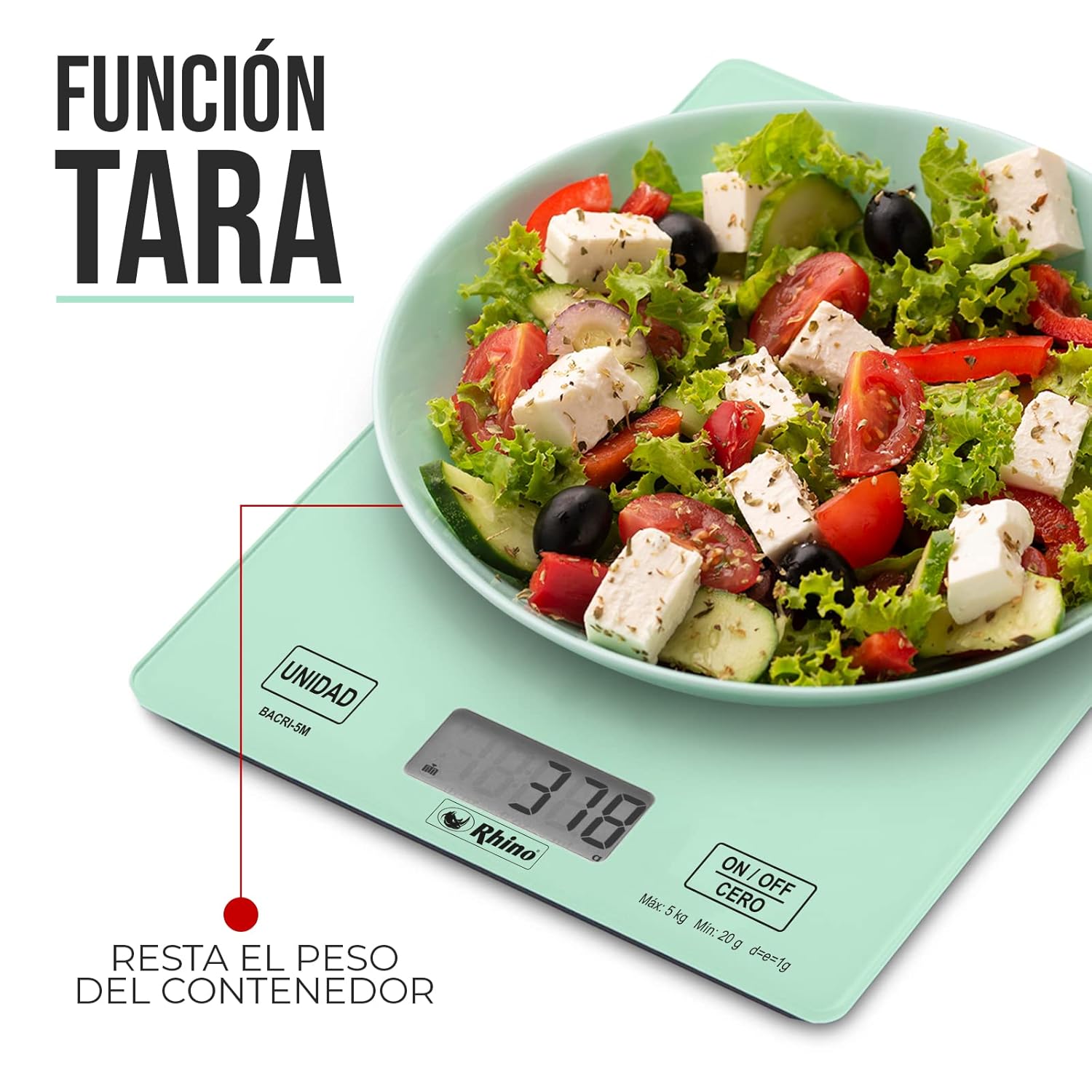 Balanza Electrónica Doméstica 5 kg / 1 g Rhino BACRI-5M