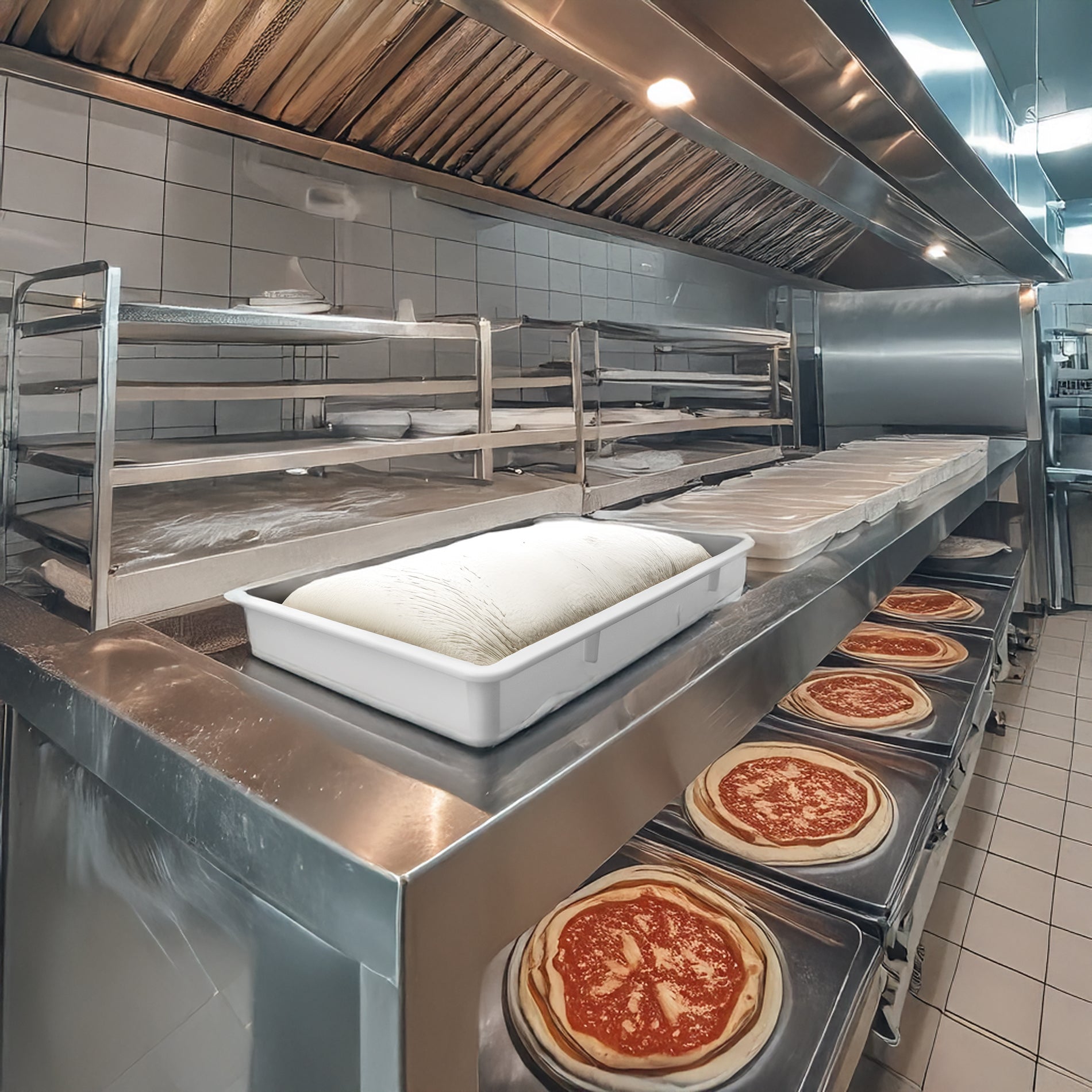 Caja de Polipropileno para Masa de Pizza de 18 Litros y Espesor de 5 mm 6pz Caledonia CAMAPI-18CH