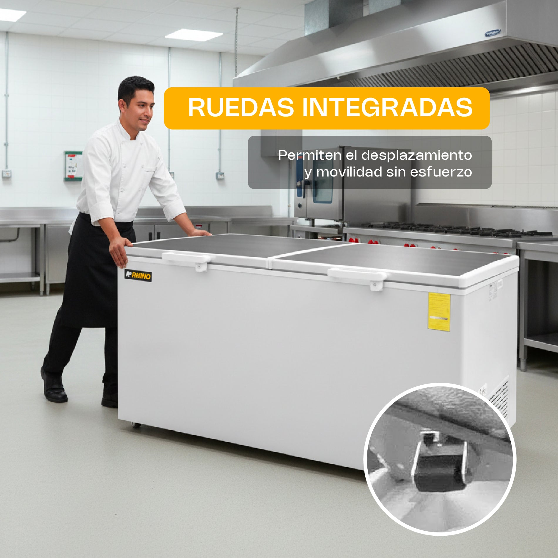 Congelador Horizontal Comercial Dual de 24 ft³ con Tapa de Acero Inoxidable Rhino CONGECO-24X