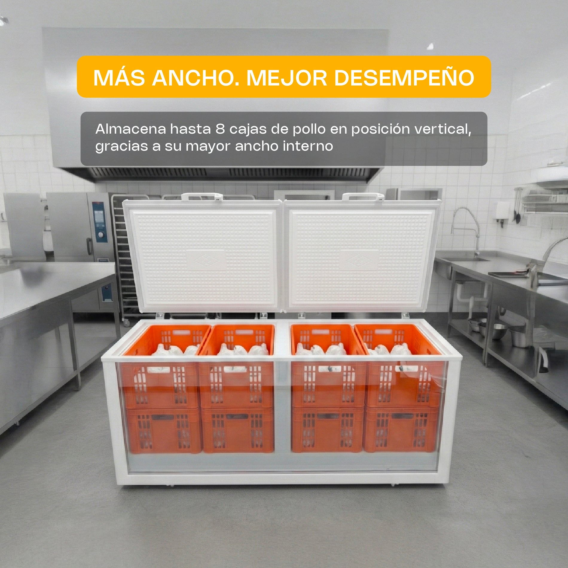 Congelador Horizontal Comercial Dual de 24 ft³ con Tapa de Acero Inoxidable Rhino CONGECO-24X